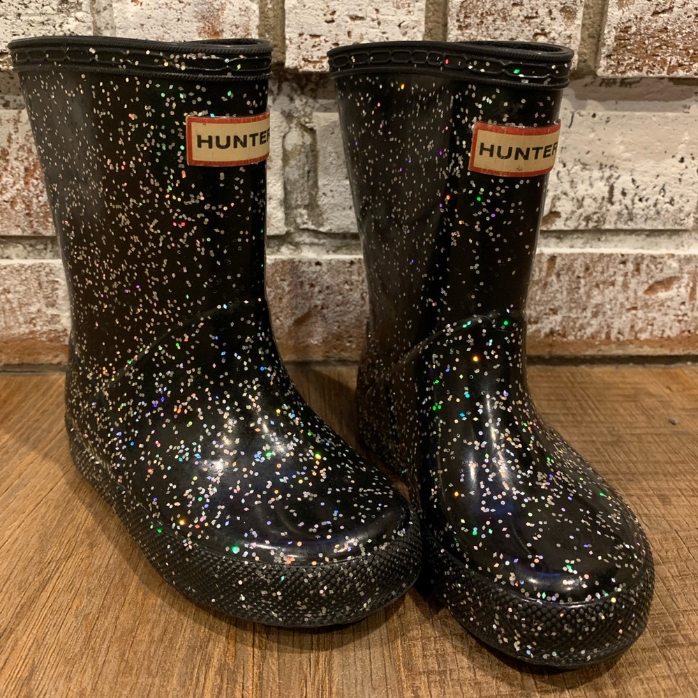 Black sparkly Hunter boots